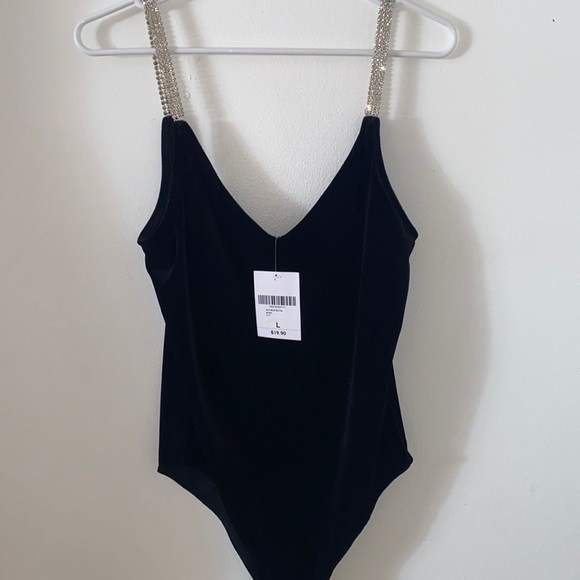 Tops - Velvet bodysuit with sparkly straps